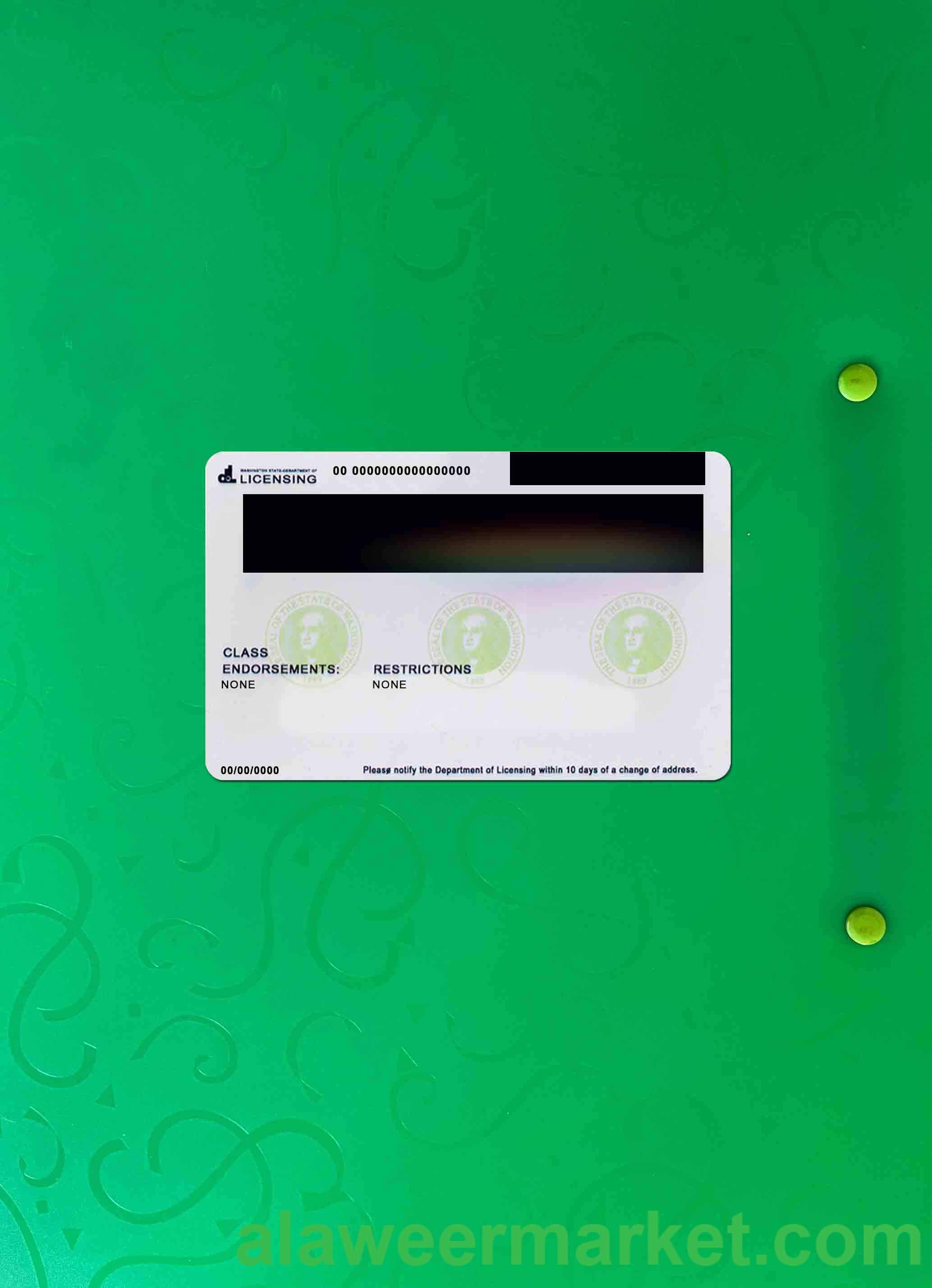 USA Washington driving license template in PSD format (2018 - present) photolook BACK